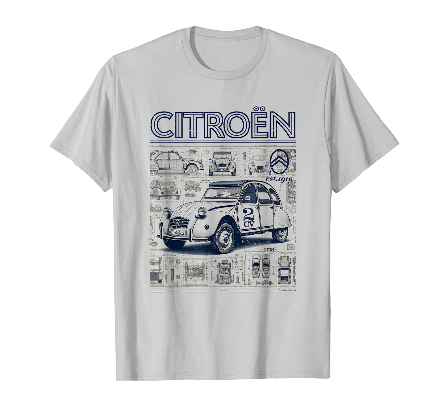 Citroën 2CV Retro Schematics Est 1919 T-Shirt