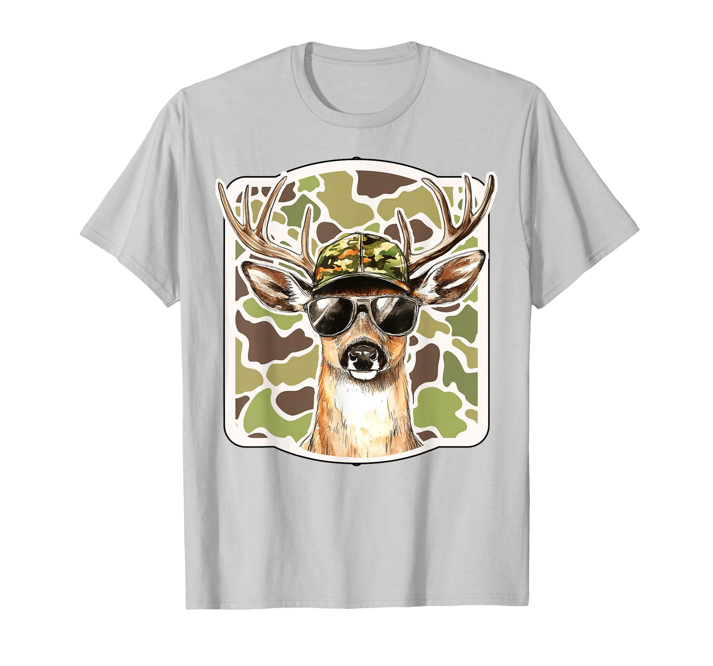 Camo Deer Head Buck Hunting Camouflage Hunter Boys Men Gift T-Shirt
