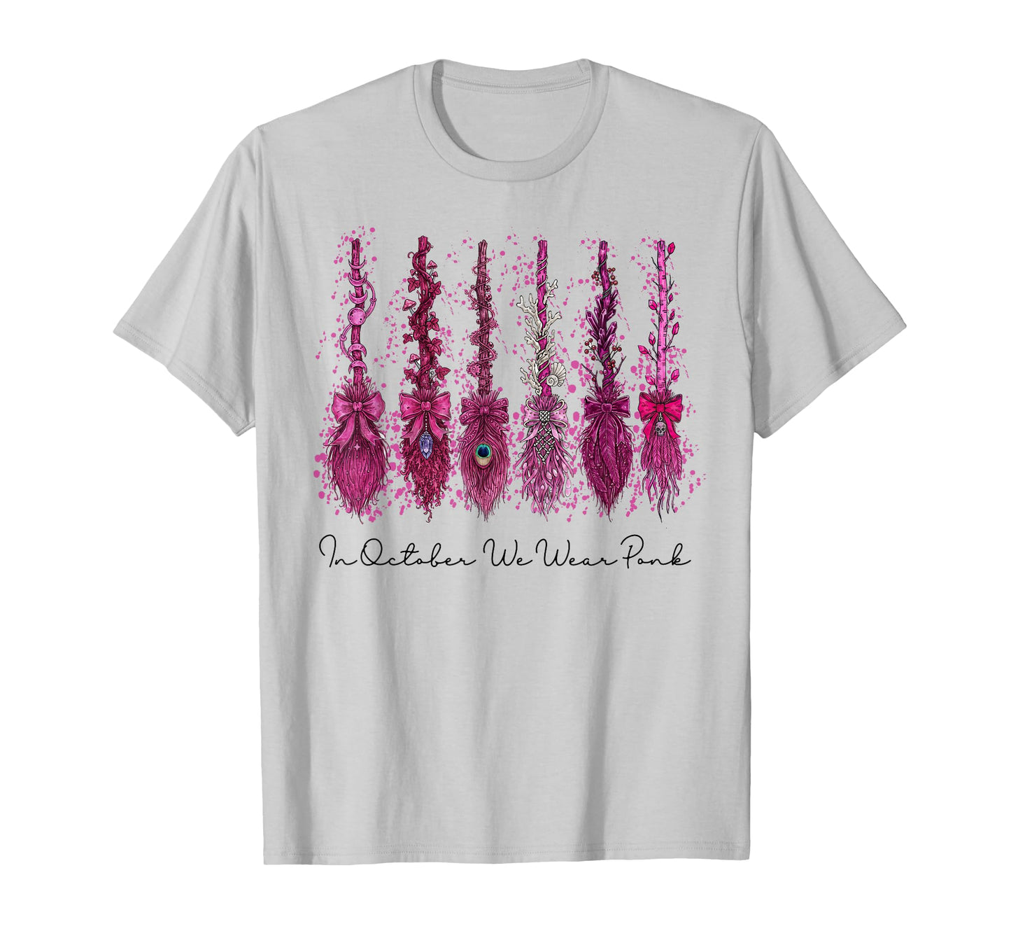 in October We Wear Pink, Witches Cancer Bow, Breast Cancer T-Shirt