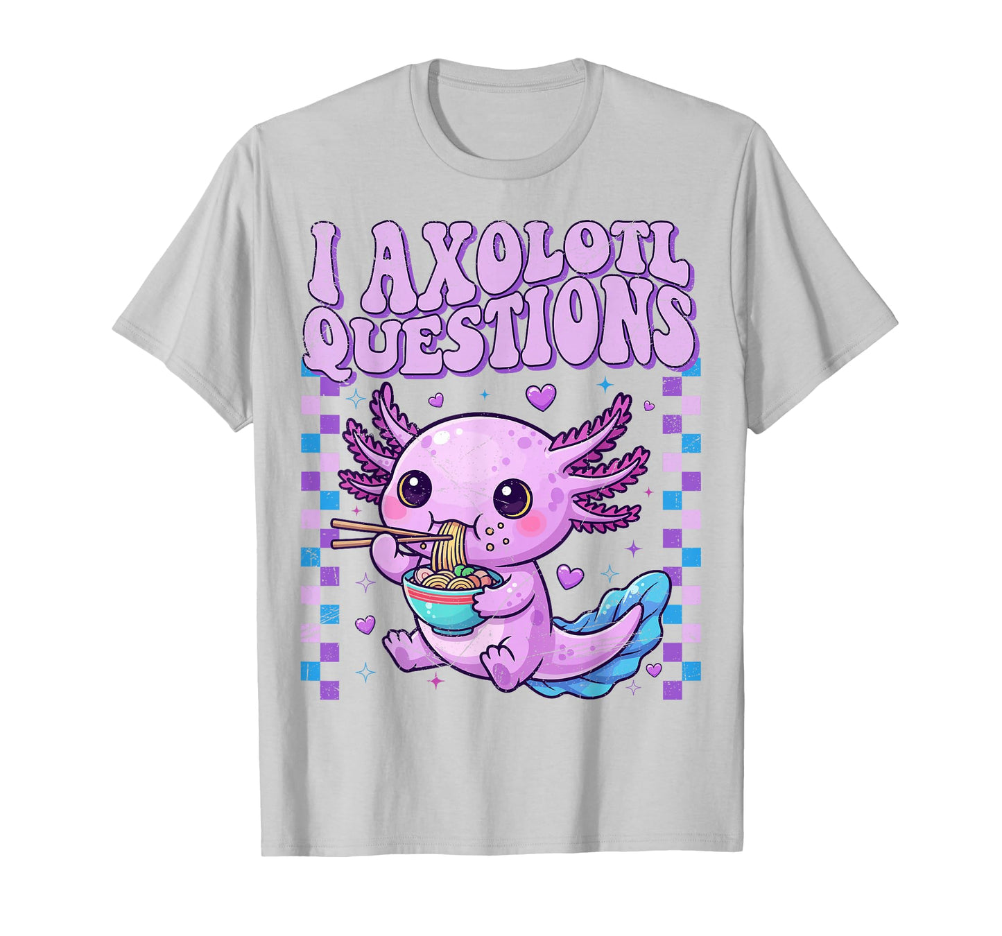 Kids Funny Vintage I Axolotl Questions Purple Graphic T-Shirt