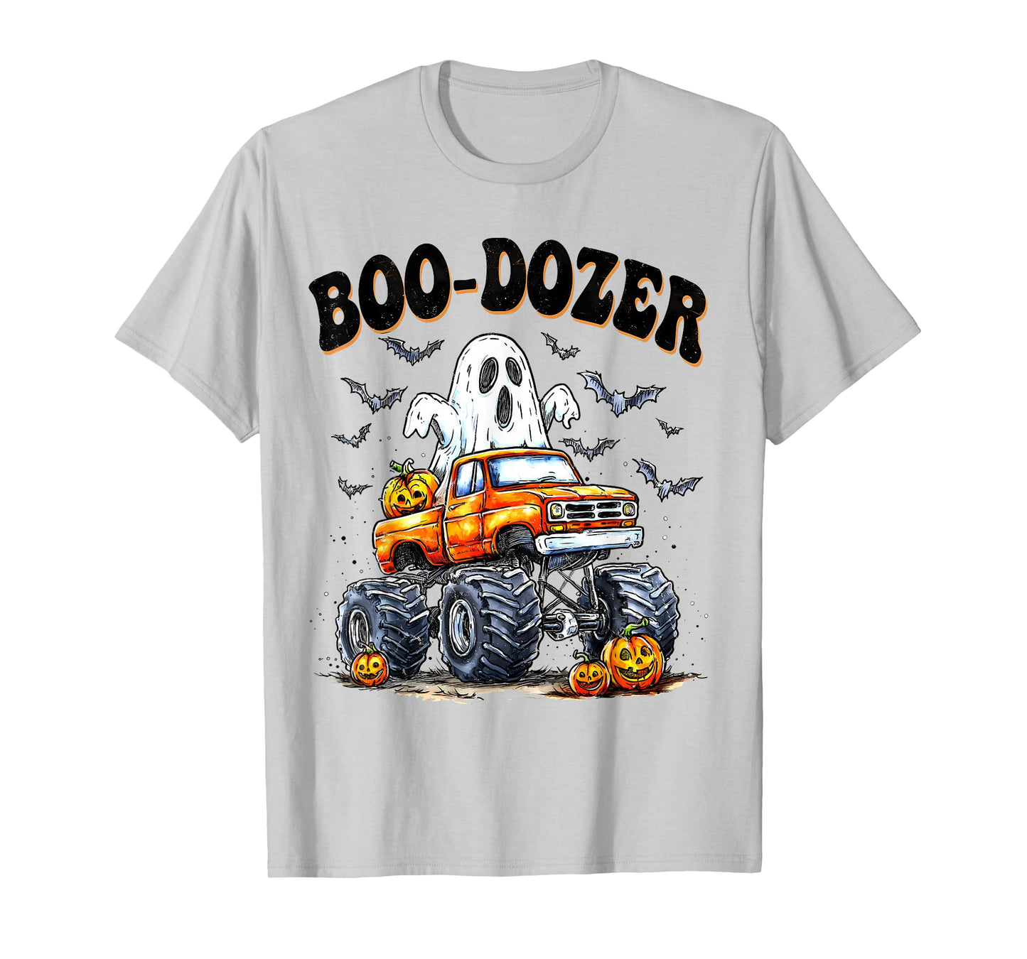 Boo Dozer Ghost Bulldozer Halloween Construction Trucks Kids T-Shirt