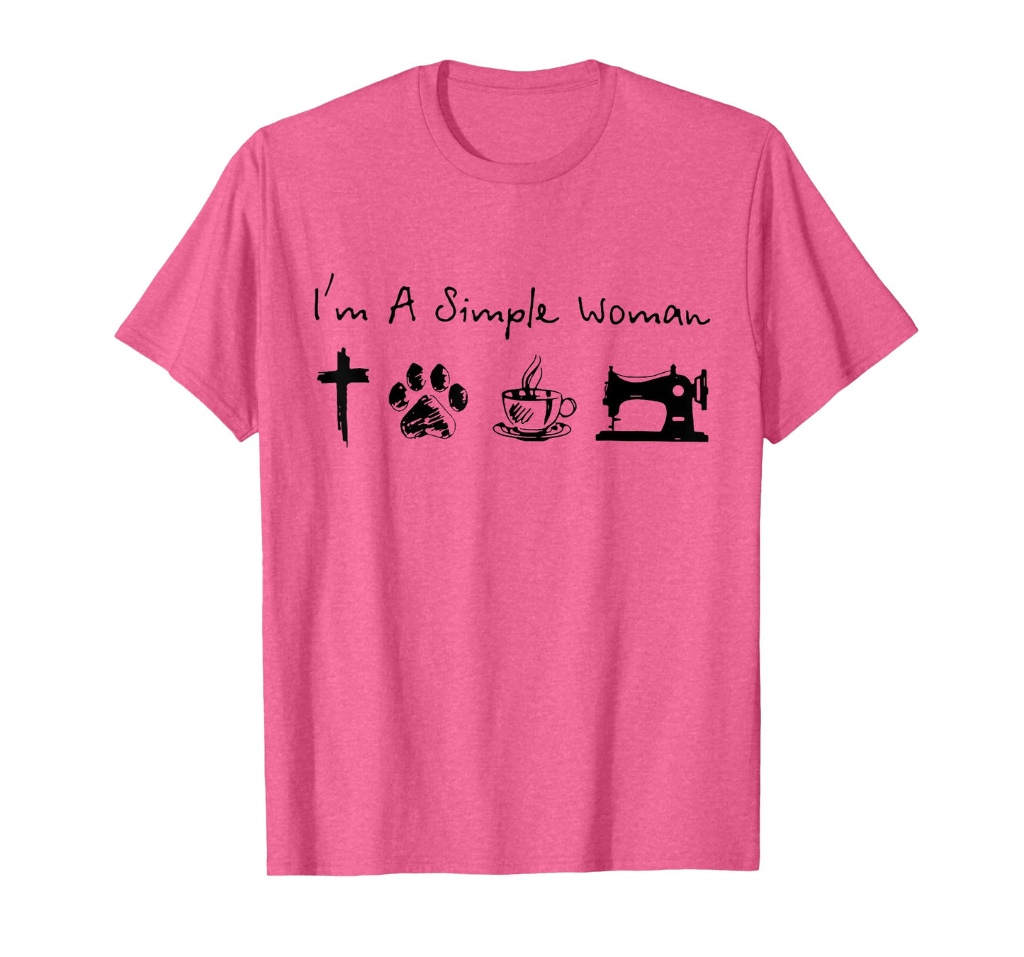 I'm A Simple Woman Jesus Dogs Cats Coffee Sewing Quilting T-Shirt