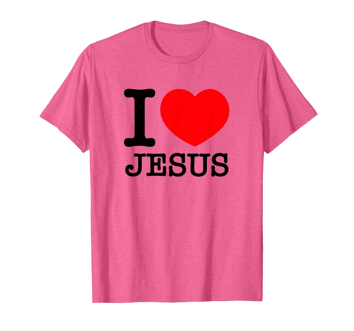 I Love (Heart) Jesus T-Shirt - Red Heart Black Text Design T-Shirt