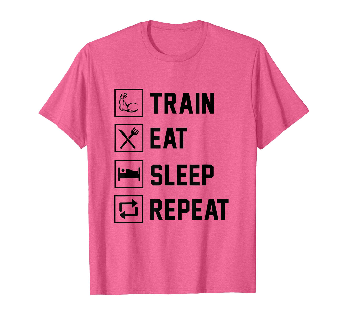 Train Eat Sleep Repeat Gym Fitness Building Muscle Sports T-Shirt