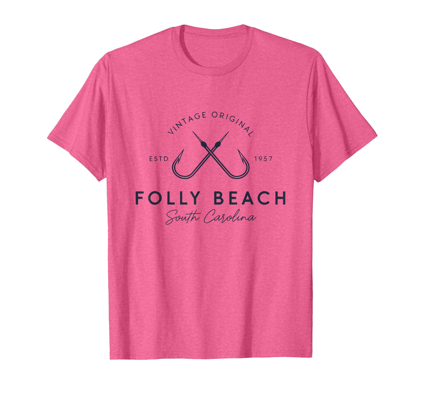 Folly Beach South Carolina Retro Fishing Tee T-Shirt