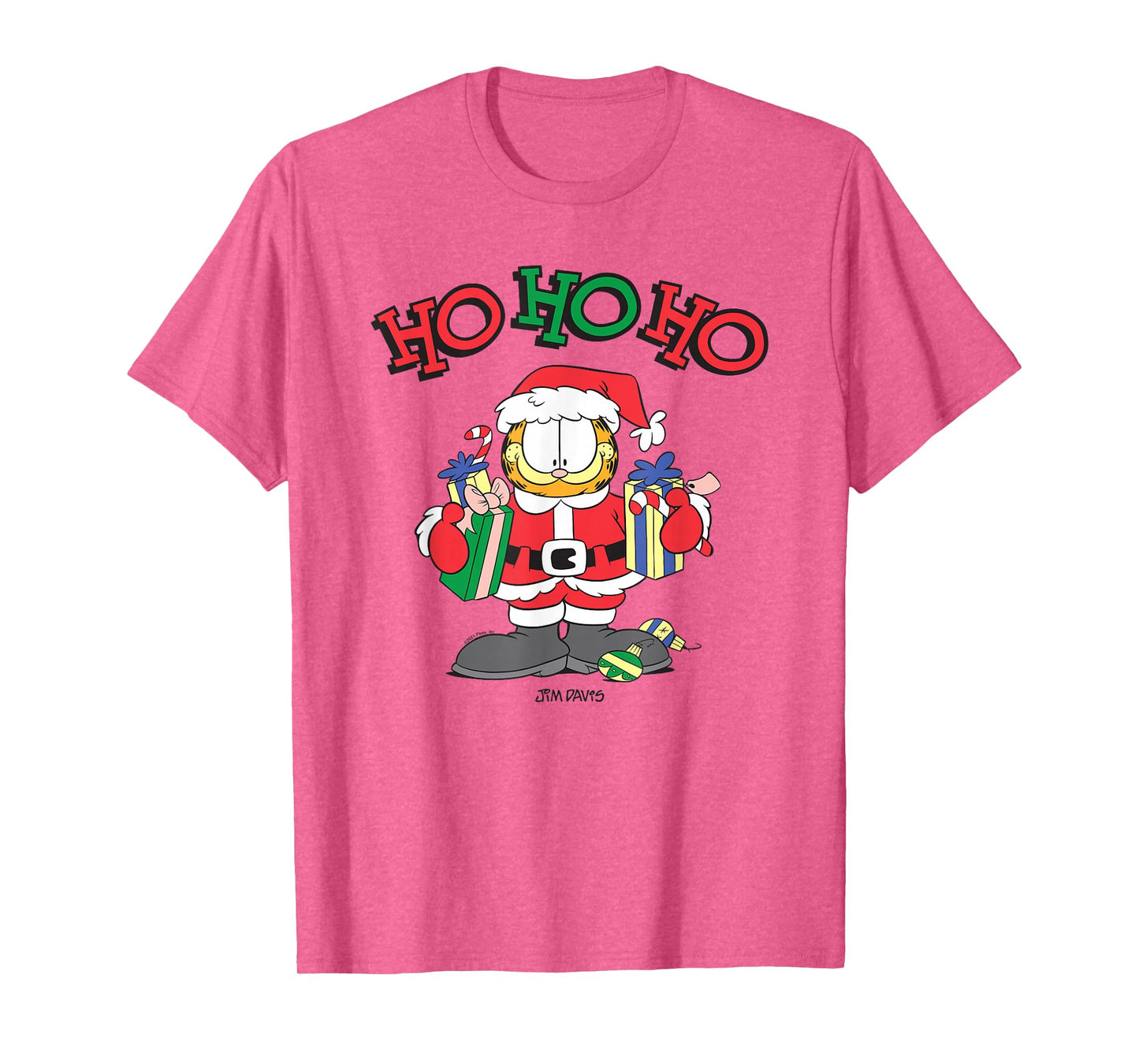 Garfield Ho Ho Ho Santa with Gifts Funny Christmas Holiday T-Shirt