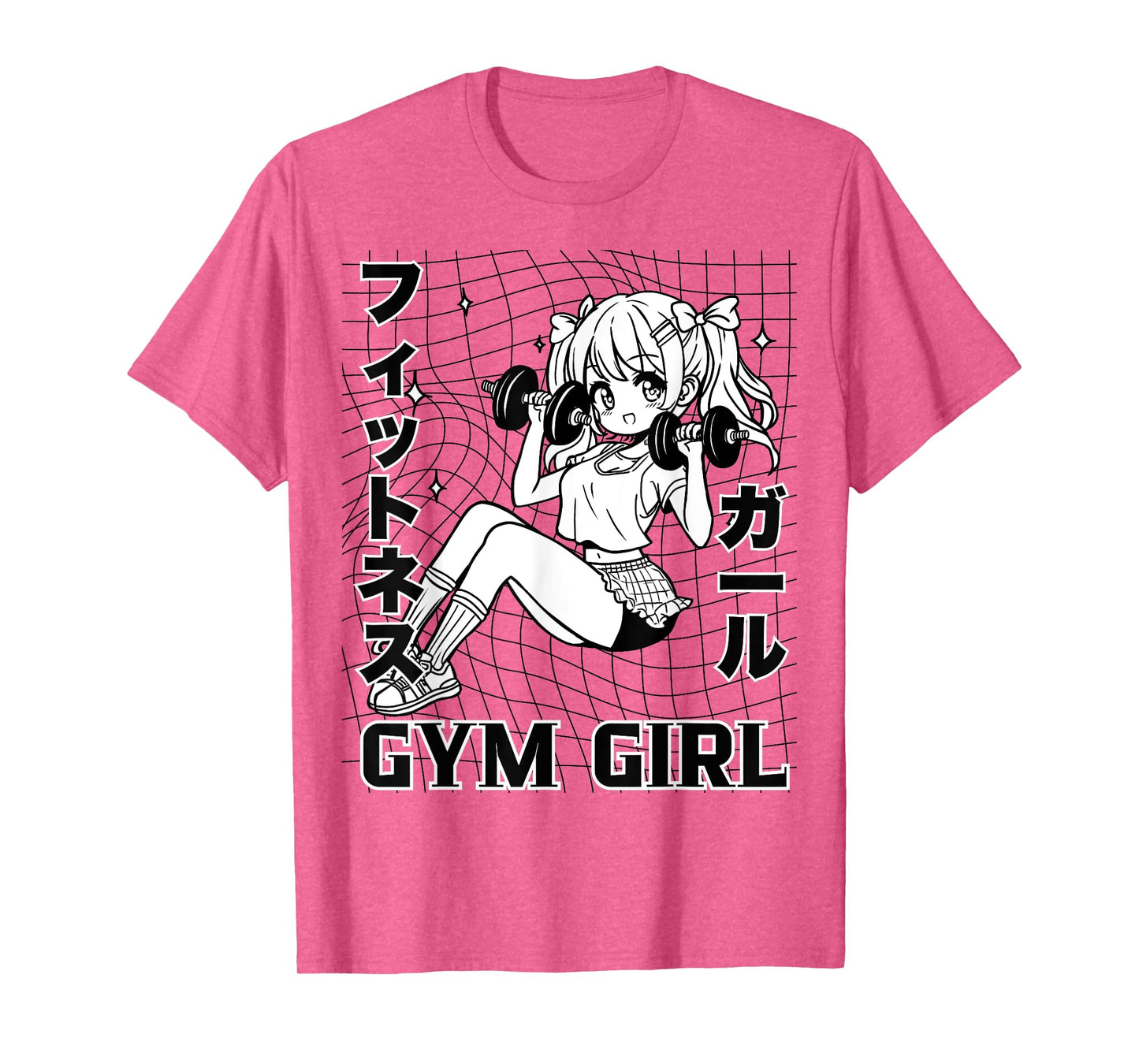 Cute Anime Gym Girl Dumbbells Workout Otaku Fitness Weeaboo T-Shirt