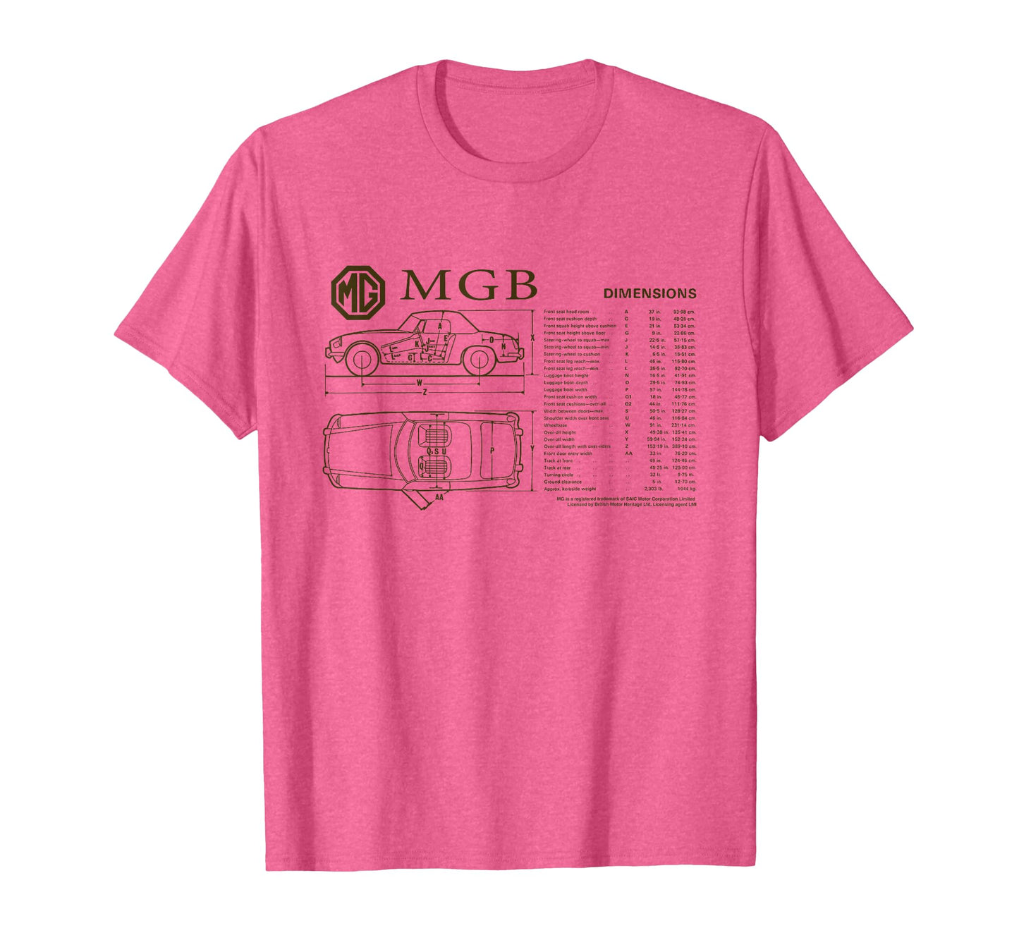 British Motor Heritage MG MGB Car Dimensions T-Shirt