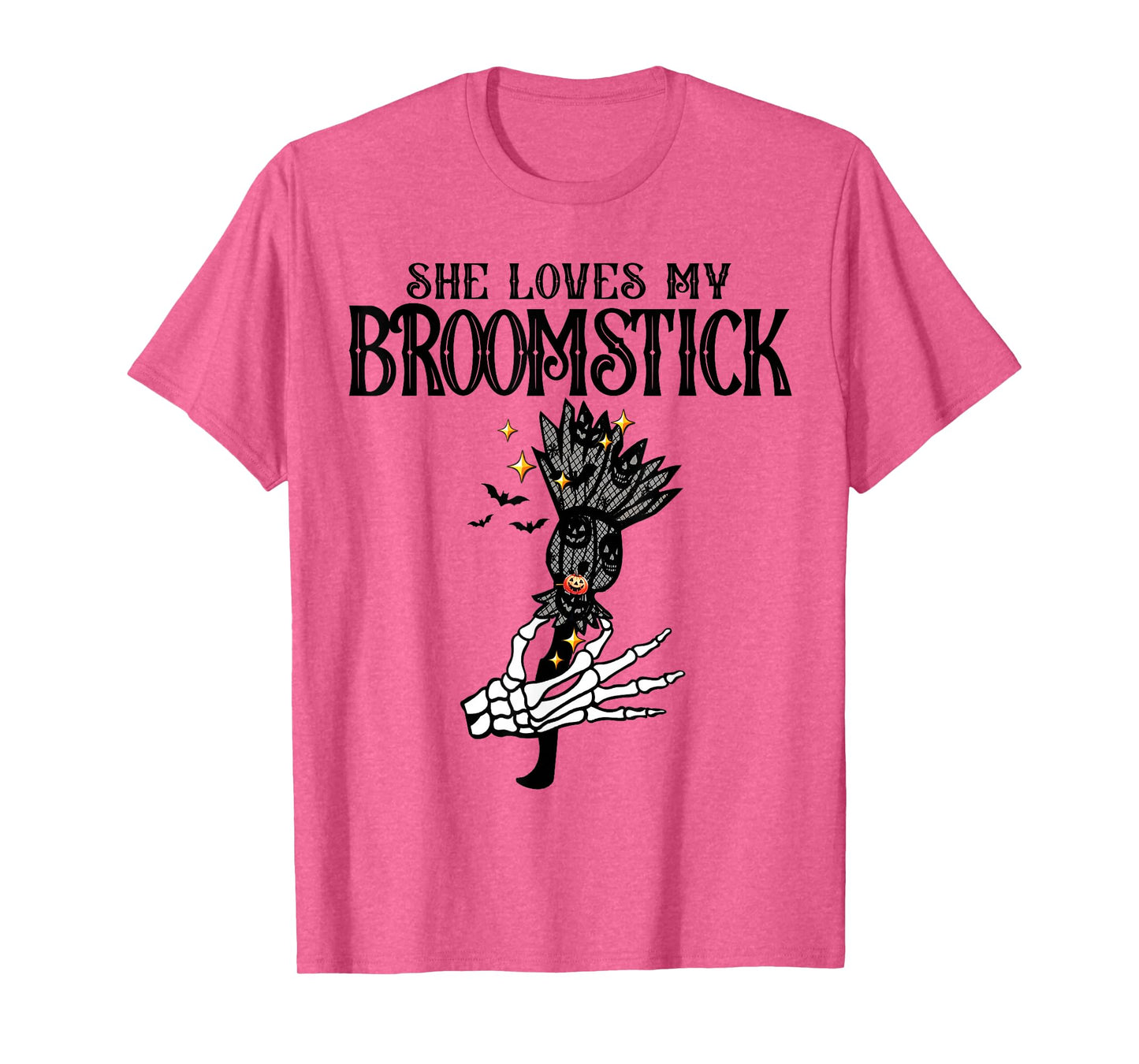She Loves My Broomstick I Like Her Pumpkins Skeleton Couples T-Shirt