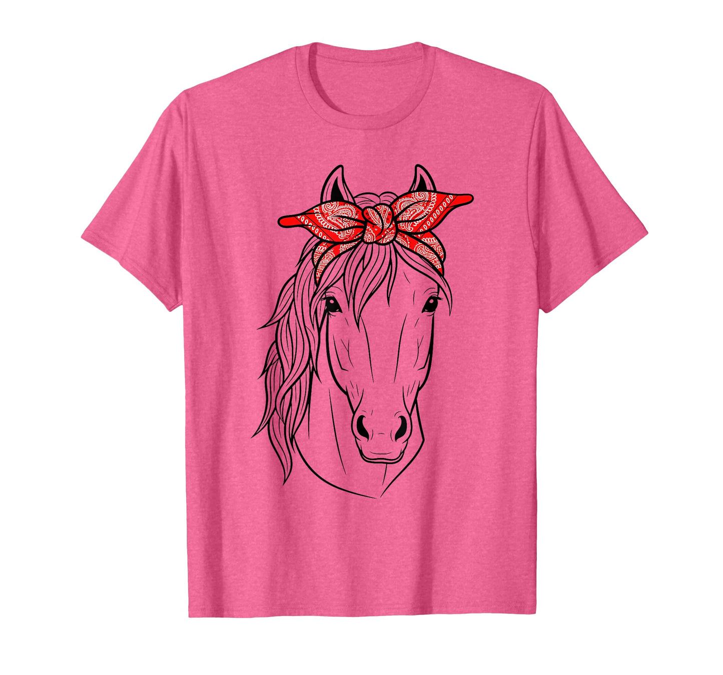 Funny Horse Lovers Tee | Red Bandana Print for Girls & Women T-Shirt
