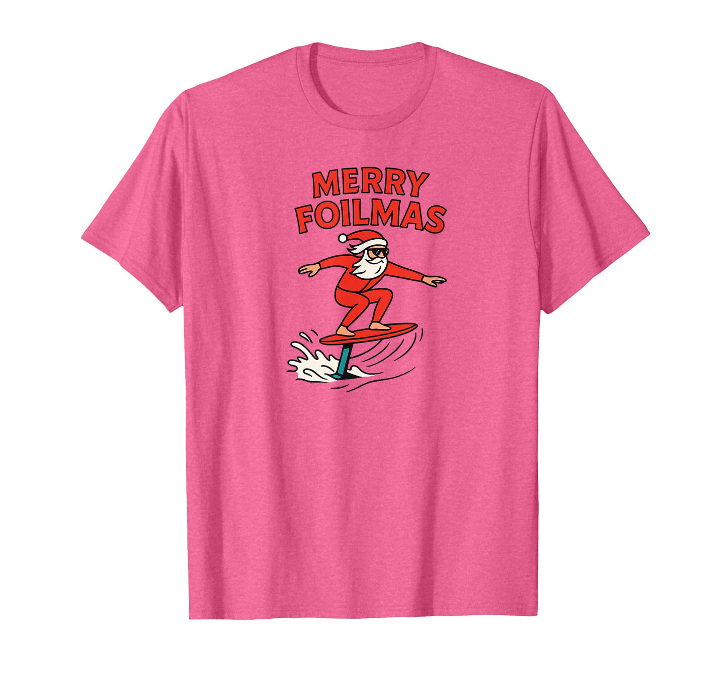 Merry Foilmas Santa Claus Hydrofoiling Christmas Design T-Shirt