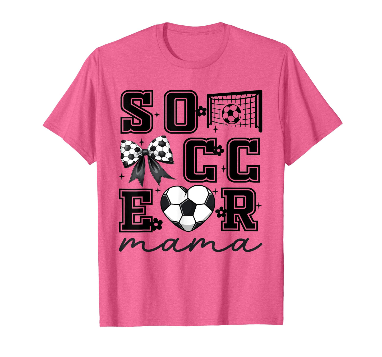 Soccer Mama Coquette Bow Funny Soccer Cheer Mama T-Shirt