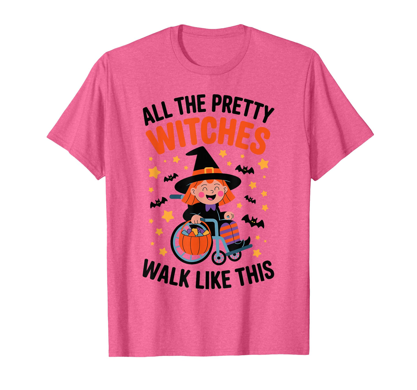 Wheelchair Costume Girl Halloween Handicap Joke Witch Hat T-Shirt
