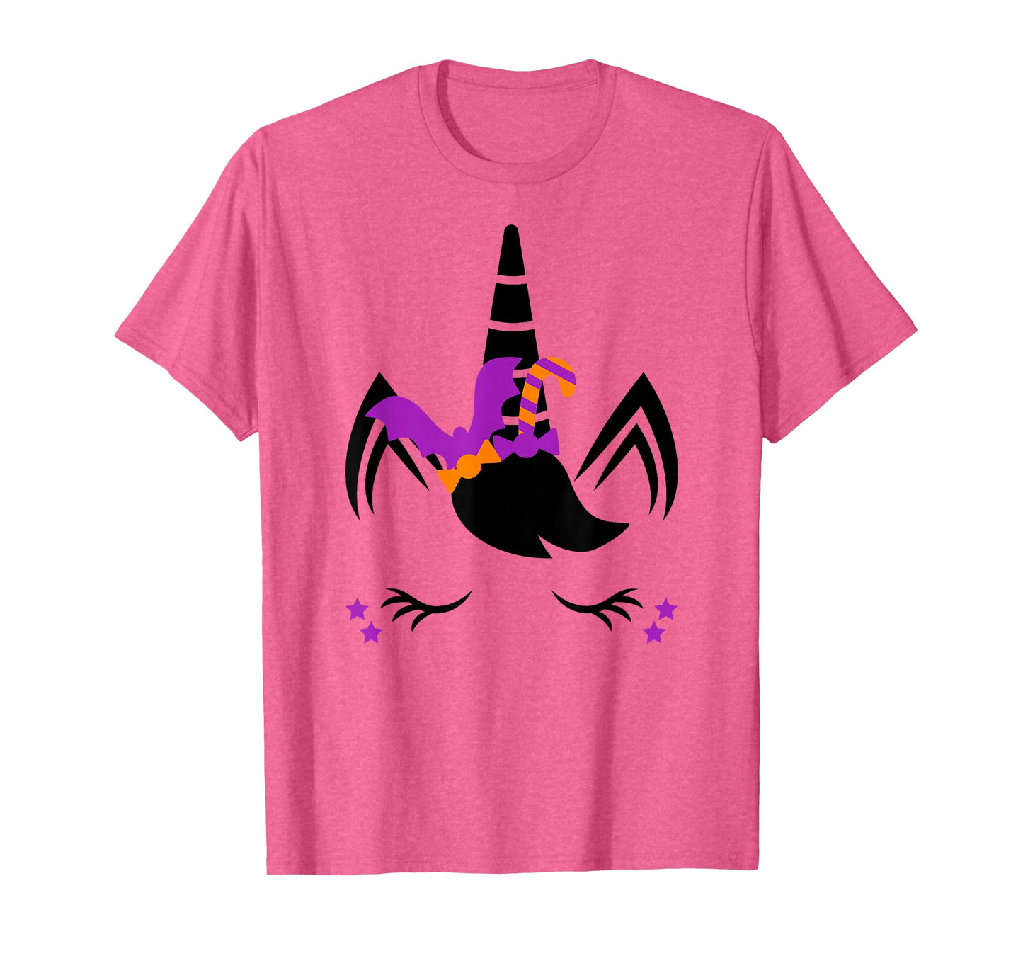 Unicorn Face Eyelashes Bat Candy Scary Halloween Costume T-Shirt