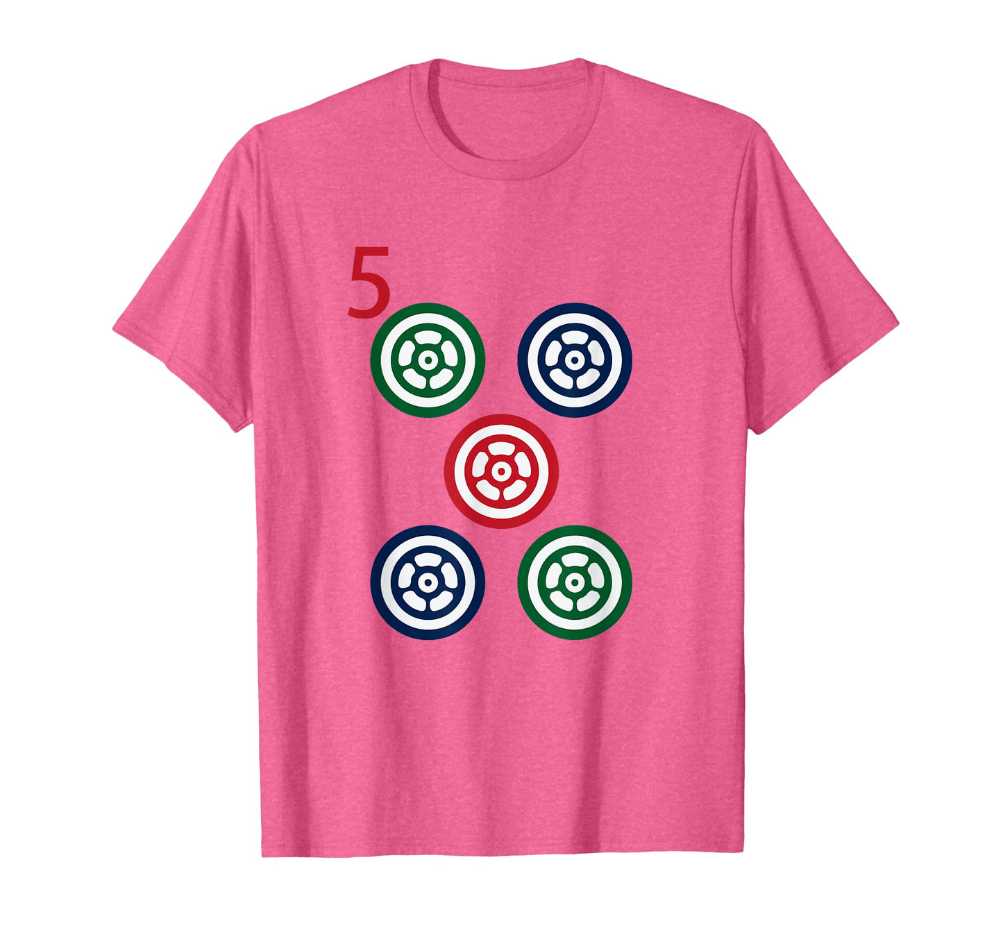 Chinese Mah Jong Dots Pinzu Five Tile Mahjong Costume T-Shirt