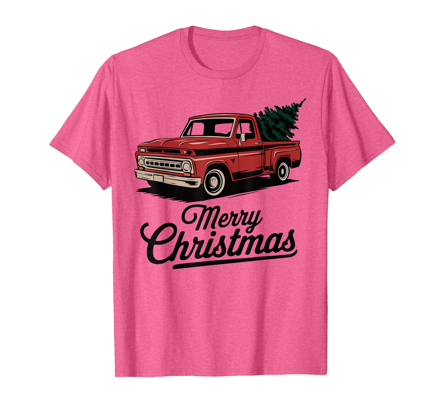 Red Pickup Truck Christmas Tree Vintage Christmas Men Women T-Shirt