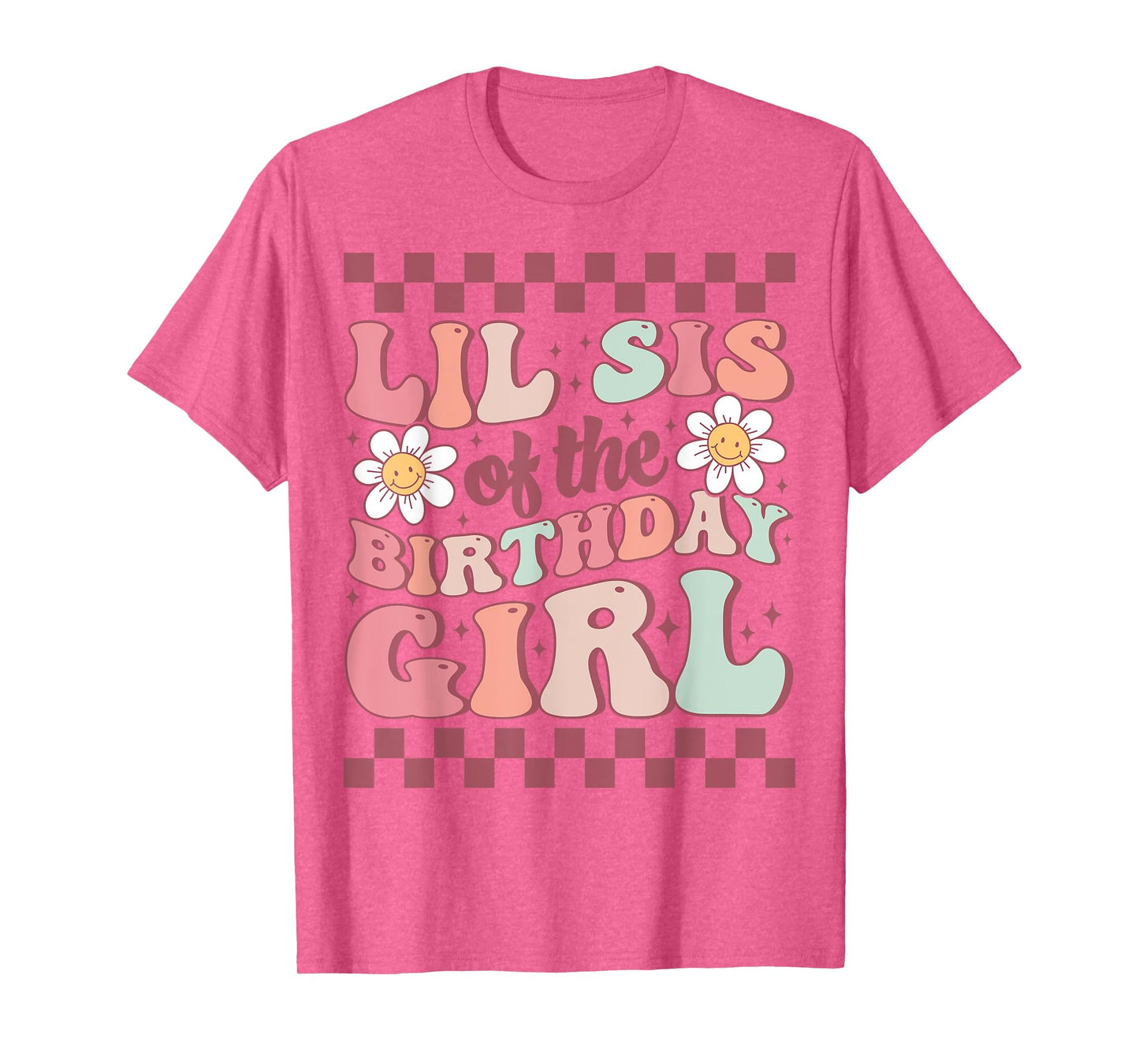 Lil Sis of The Birthday Girl Family Groovy Birthday Party T-Shirt