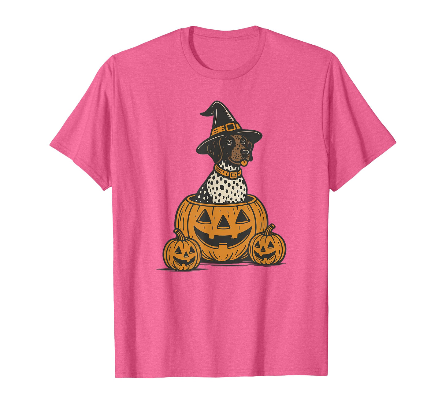 Retro German Shorthaired Pointer Halloween Dog in Pumpkins T-Shirt