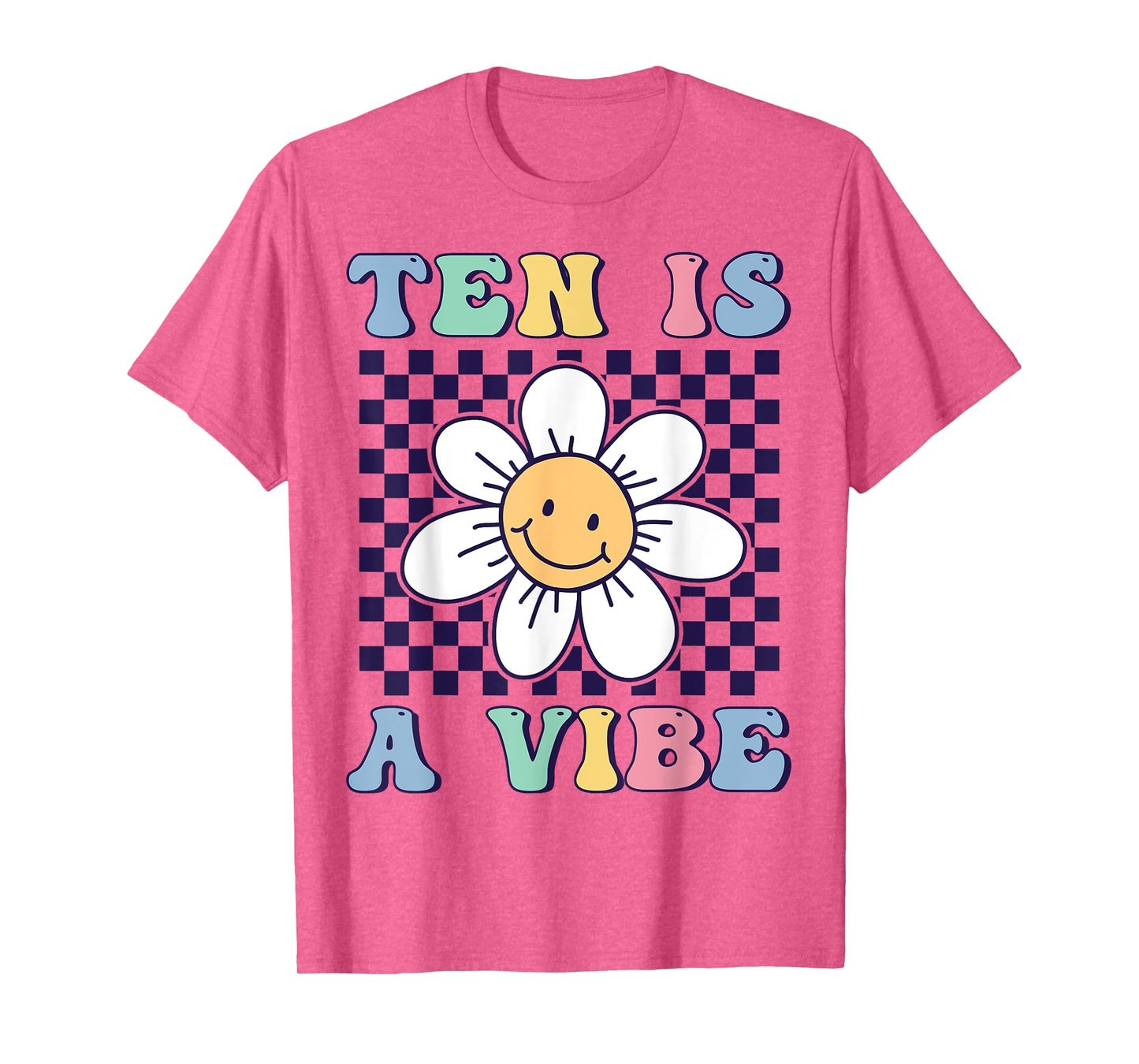 Ten Is A Vibe Cute Groovy 10th Birthday Party Daisy Flower T-Shirt