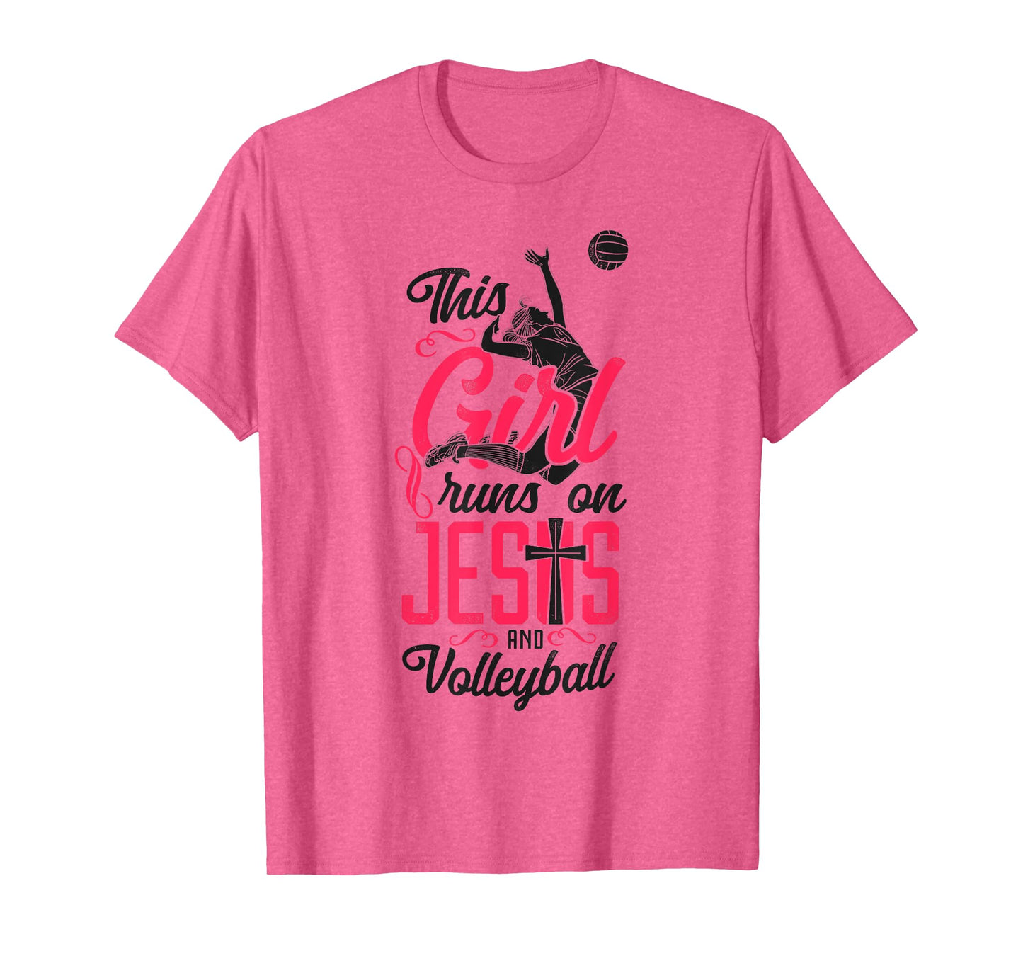 Volleyball Player Team Vintage This Girl Runs On Jesus And T-Shirt