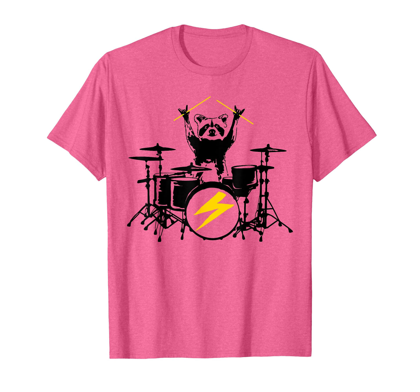 Funny Raccoon Playing Drum Kit Graphic T-Shirt