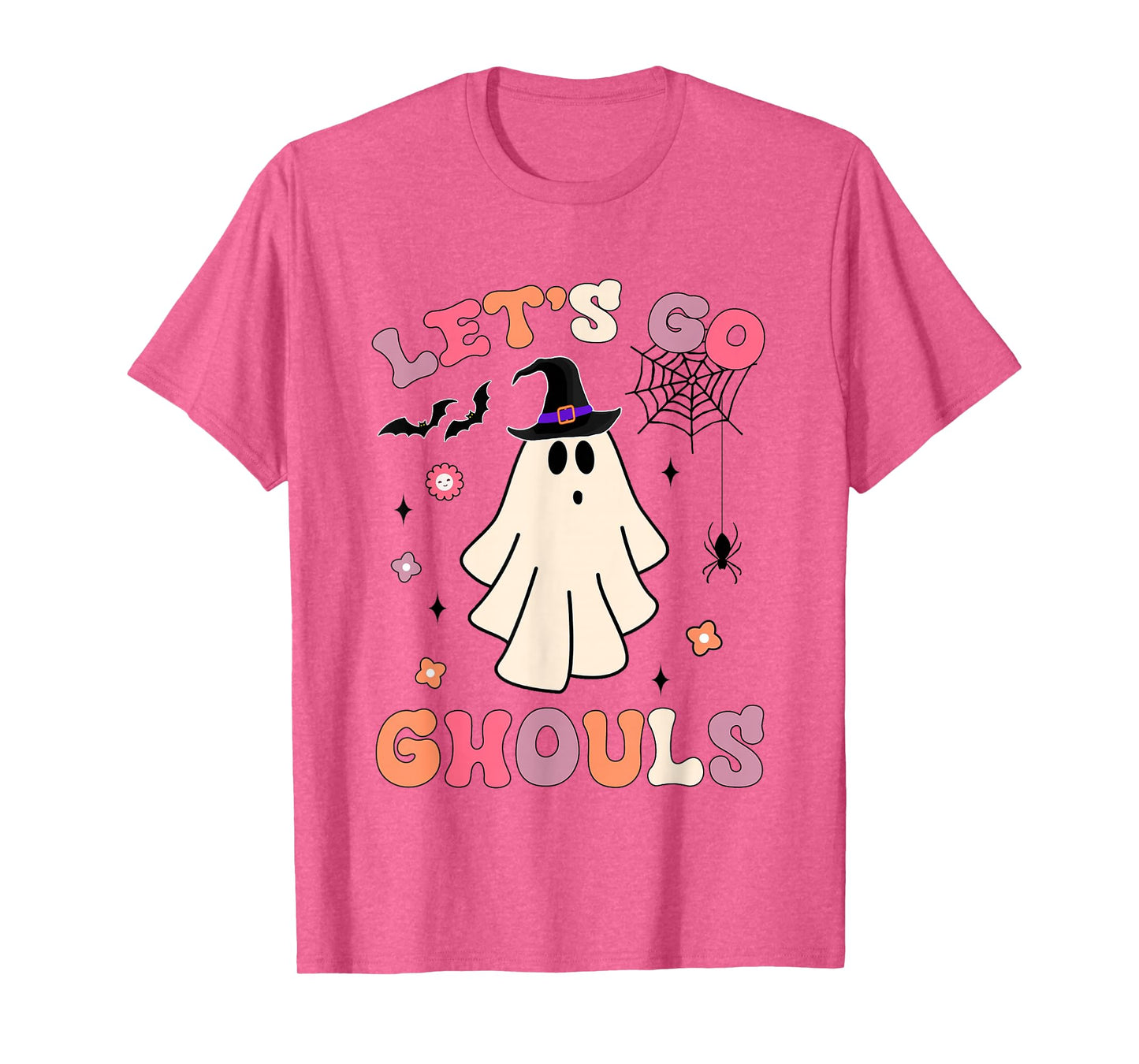 Funny Ghost Spooky Halloween Costume Groovy Let's Go Ghouls T-Shirt