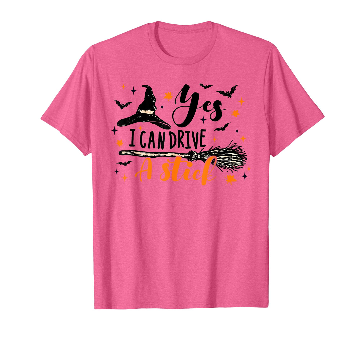 Yes I Can Drive A Stick Funny Halloween Spooky Witch T-Shirt