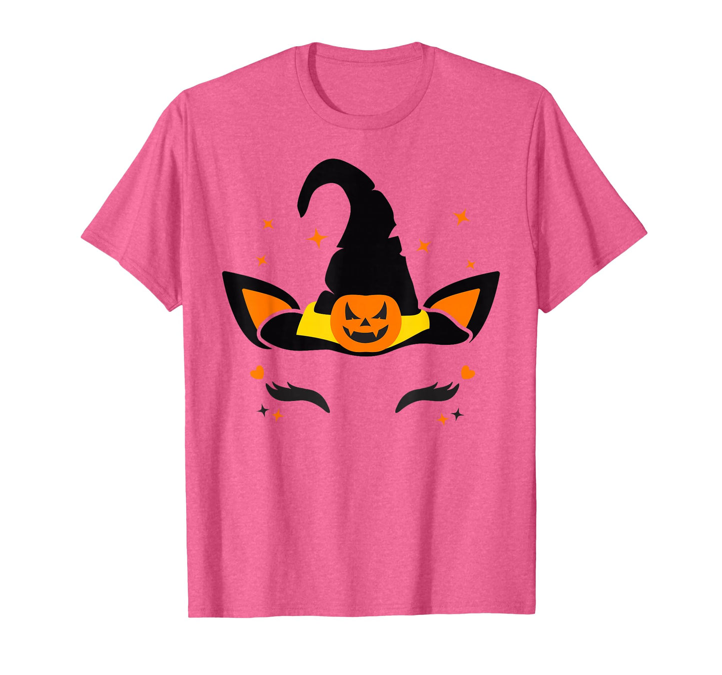 Unicorn Face Eyelashes Witch Pumpkin Scary Halloween Costume T-Shirt