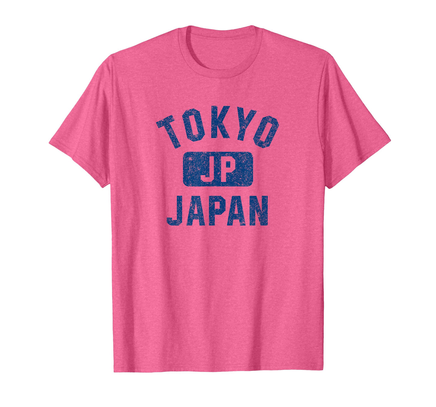 Tokyo Japan Gym Style Distressed Dark Blue Print T-Shirt