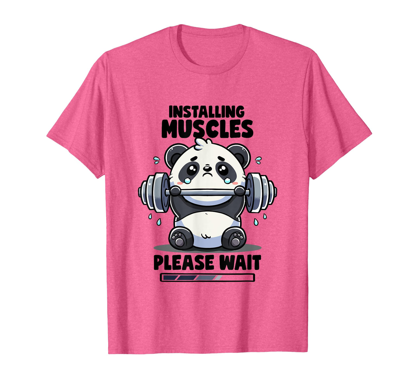 Installing Muscles Please Wait Panda Lifting Gym Quote Panda T-Shirt