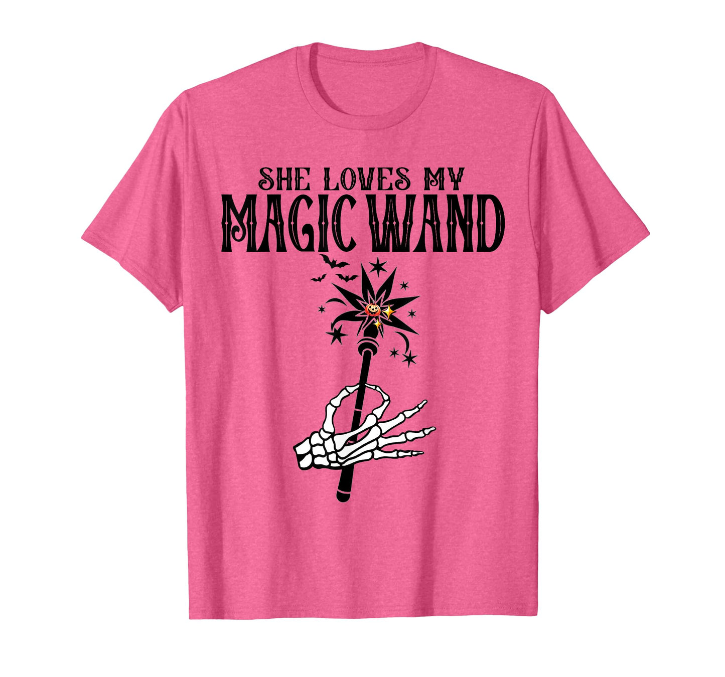 She Loves My Magic Wand I Like Her Pumpkins Skeleton Couples T-Shirt