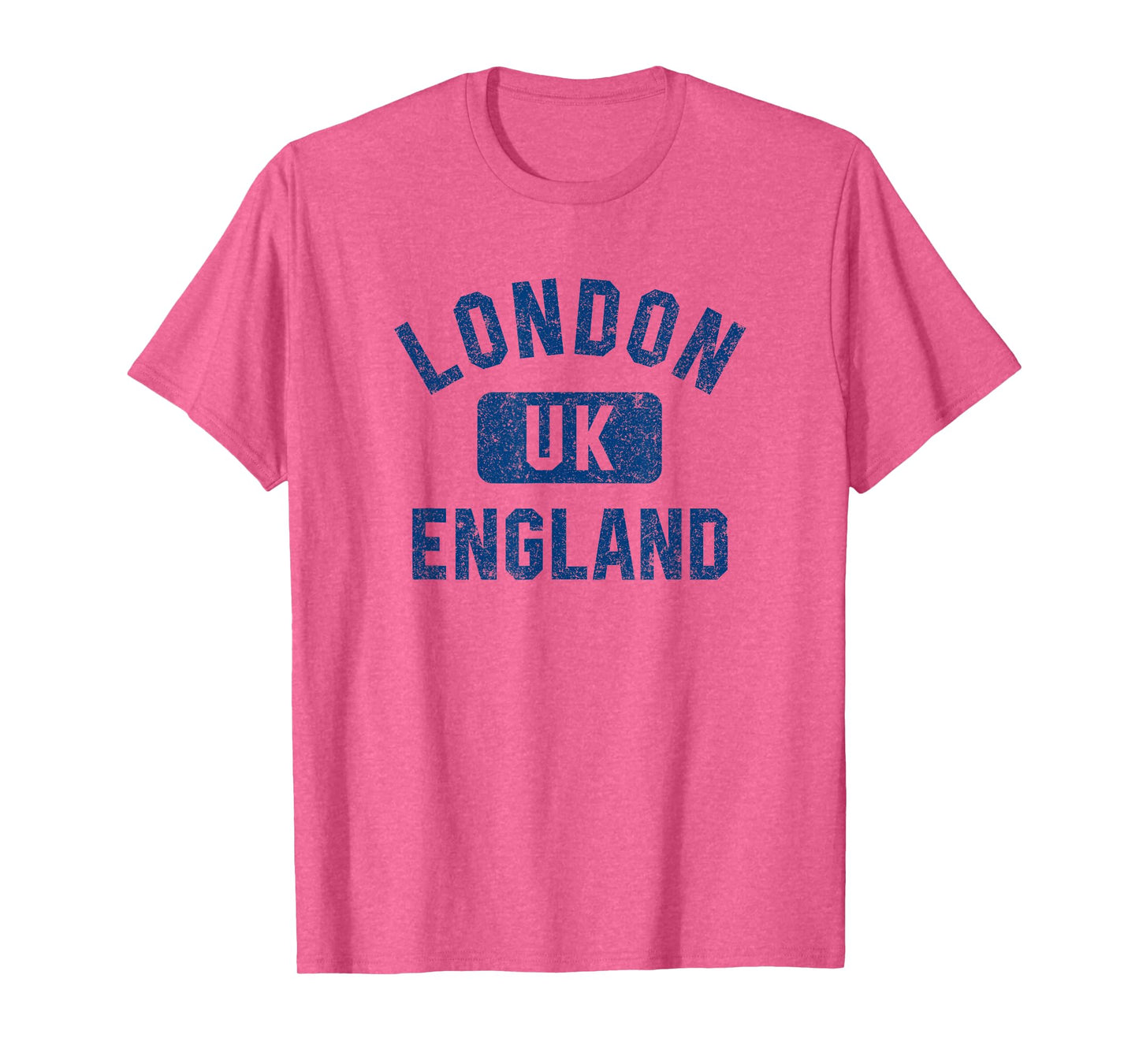London England UK Gym Style Distressed Dark Blue Print T-Shirt