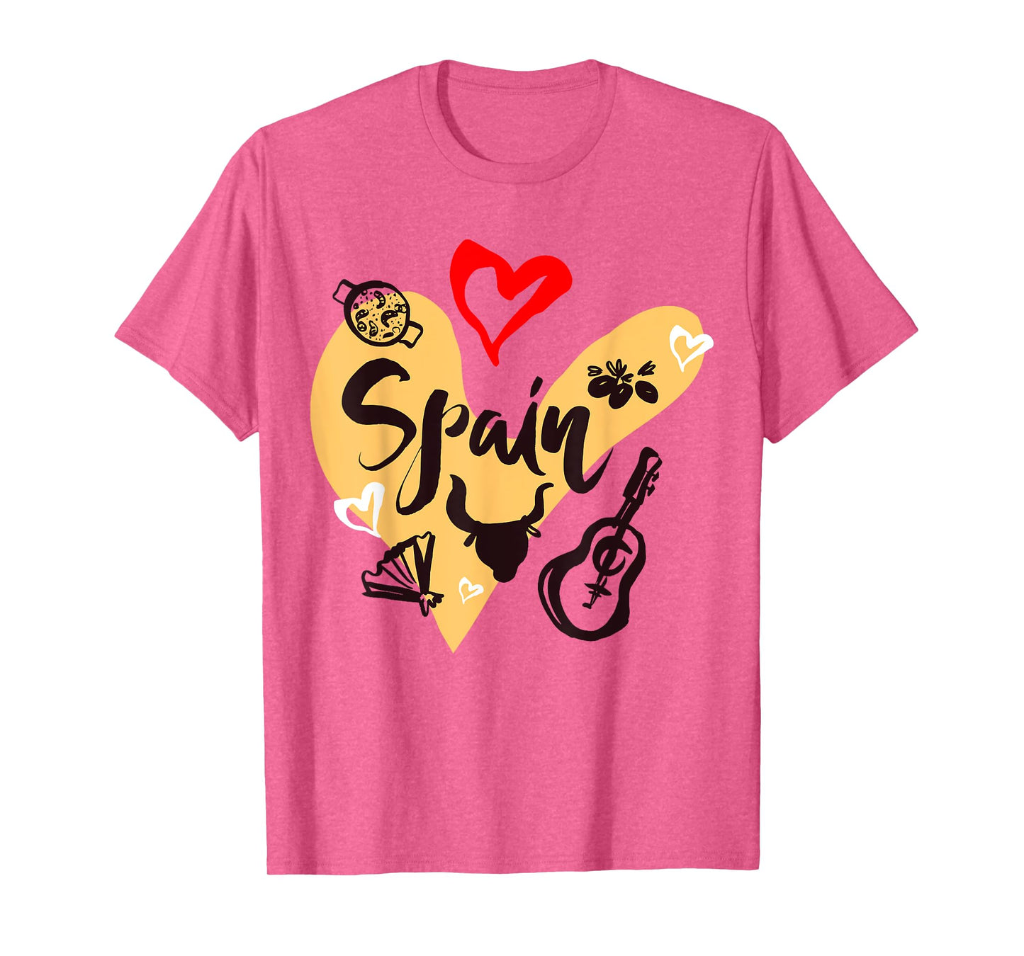 I Love Spain, Cool Spain Doodles Illustration Graphic Design T-Shirt