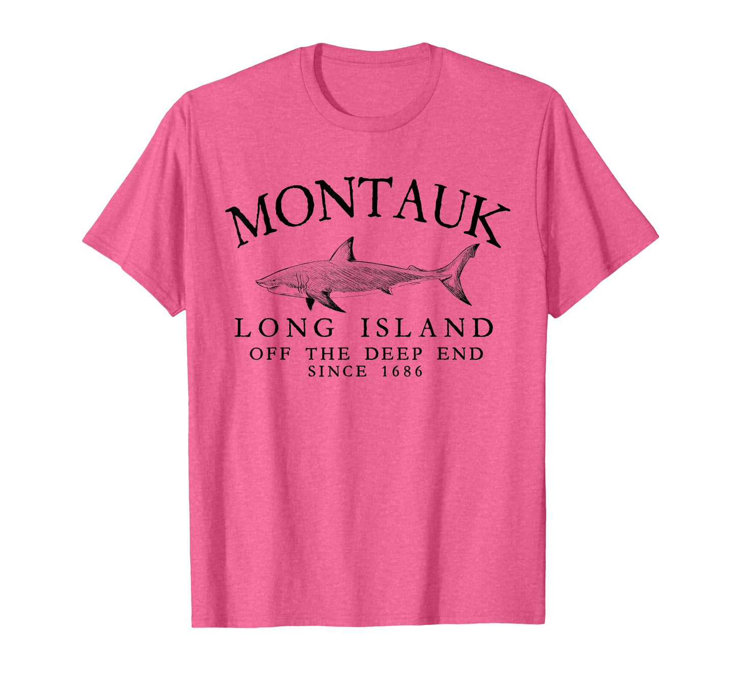Montauk LI Off The Deep End Shark Fishing Vintage Black T-Shirt
