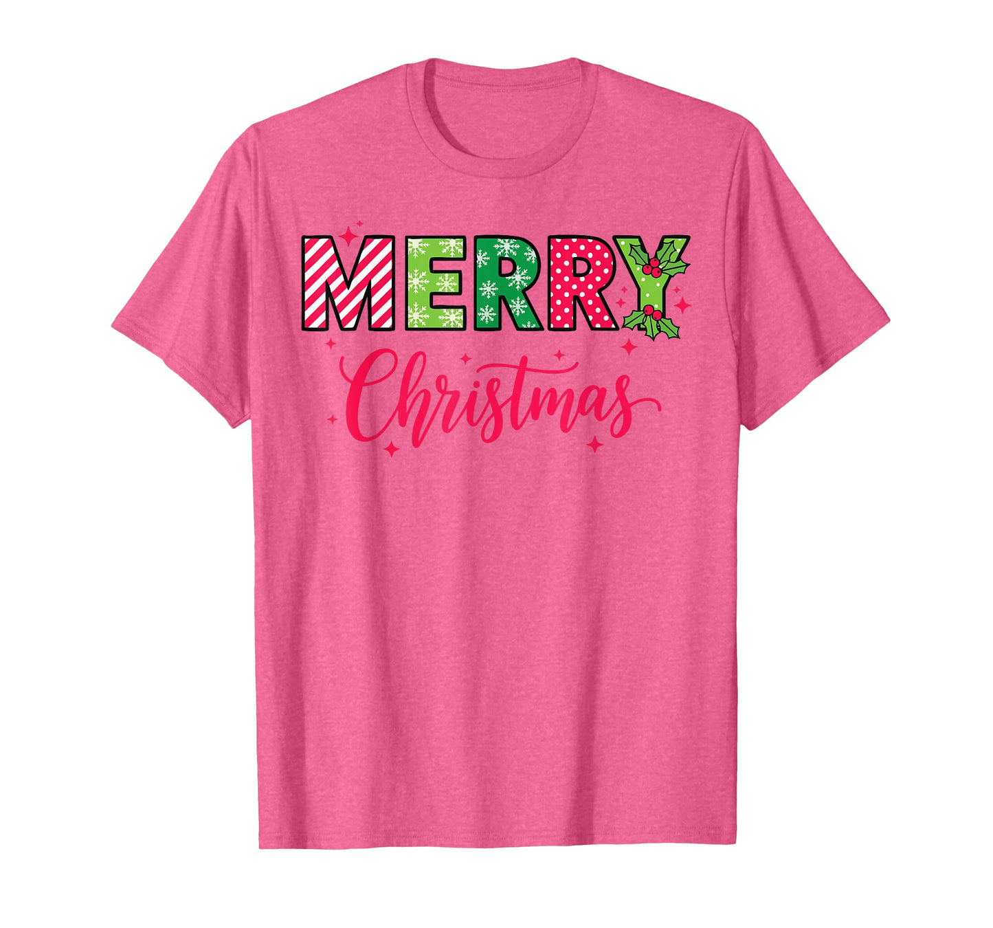 Merry Christmas Lights Red Santa Hat Xmas Family Men Women T-Shirt
