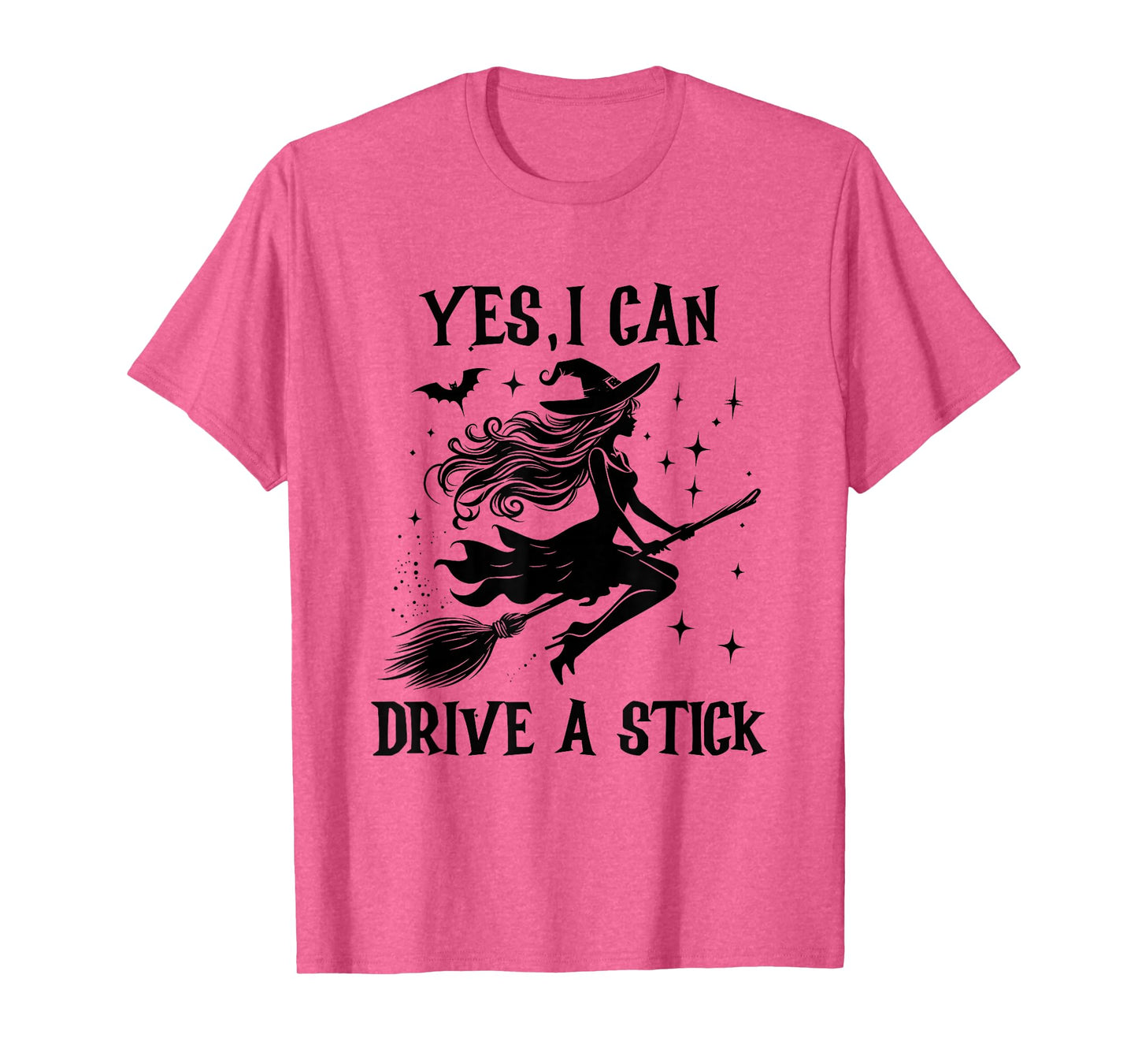 Yes I Can Drive A Stick Flying Witch Halloween Design T-Shirt