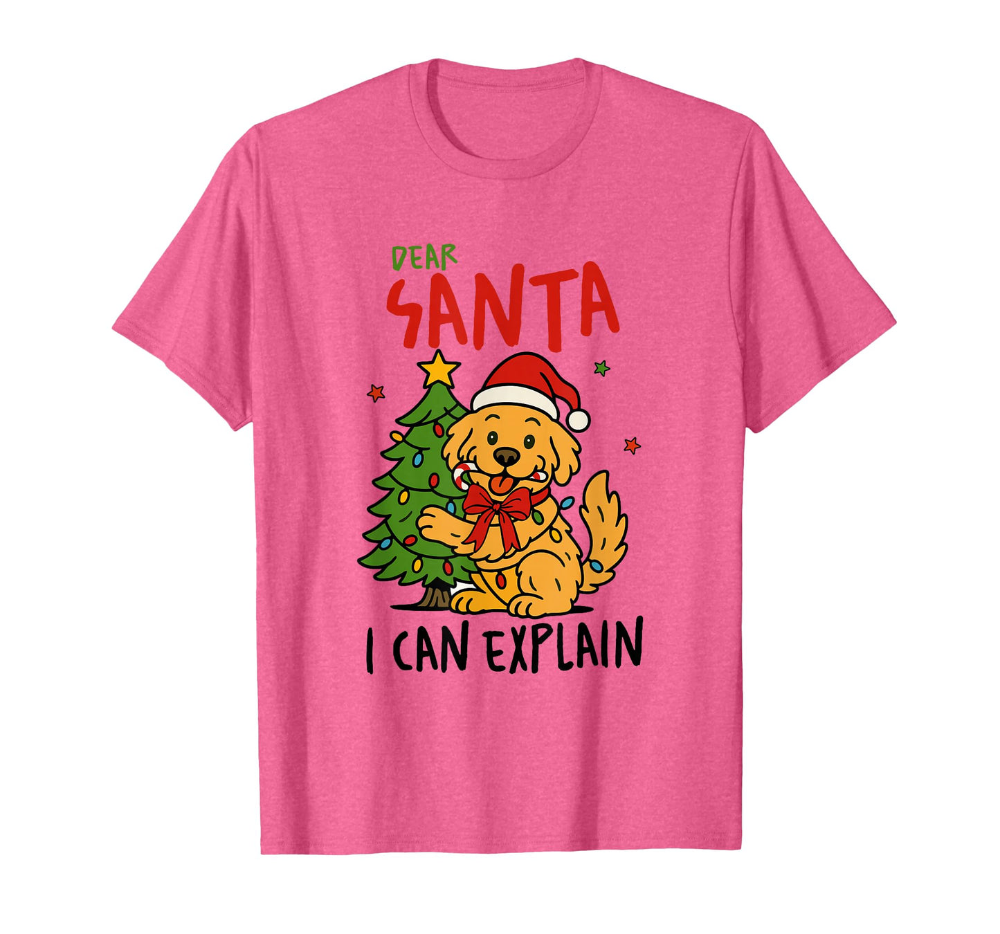 Dear Santa I Can Explain Funny Dog Christmas Tree Cute Xmas T-Shirt
