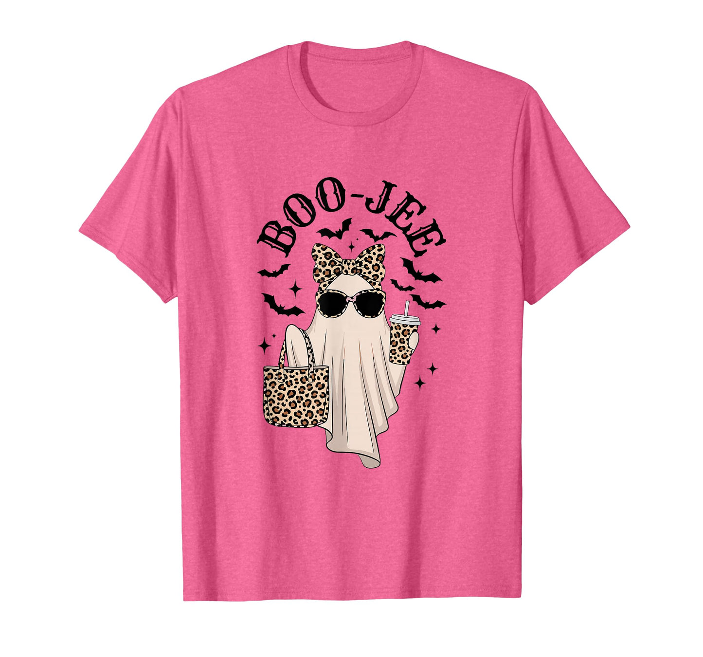 Coquette Leopard Ghost Coffee Boo-JEE Halloween Boujee Ghost T-Shirt