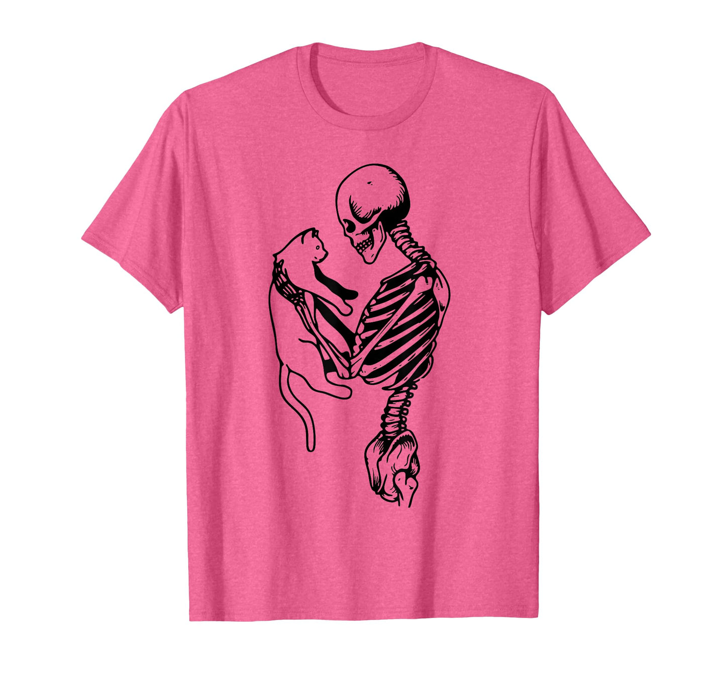 Funny Skeleton Holding Cat Skull Kitty Cute Ghost Halloween T-Shirt