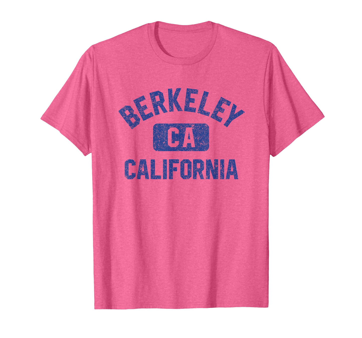 Berkeley California Gym Style Yellow w Distress Blue Print T-Shirt