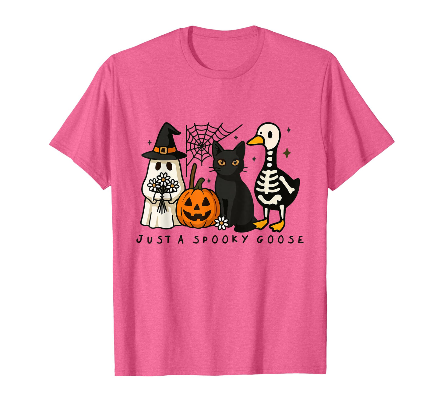 Just A Spooky Goose Halloween Silly Goose Black Cat Spooky T-Shirt