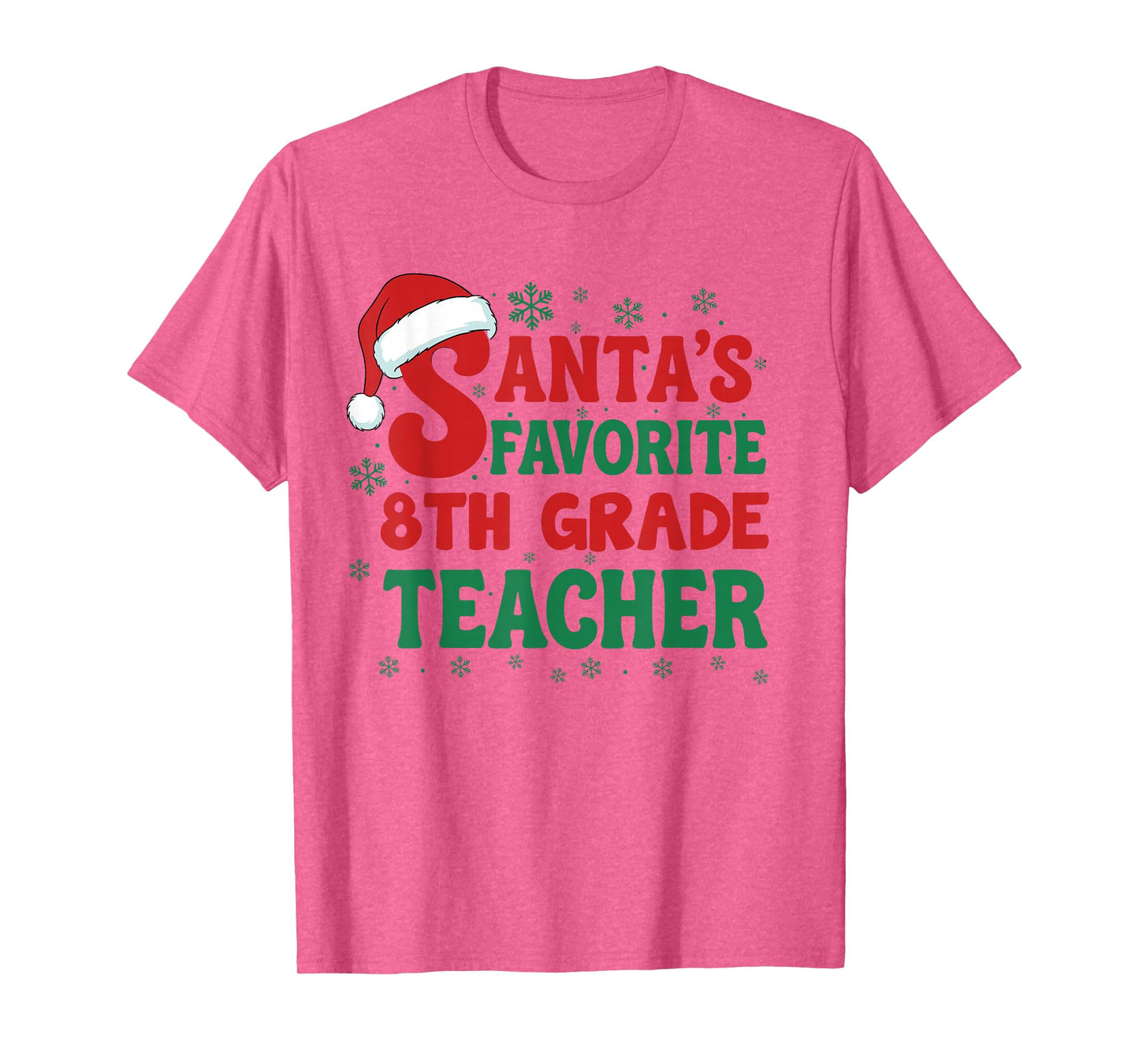Santa's Favorite 8th Grade Teacher Christmas Holiday Pajama T-Shirt