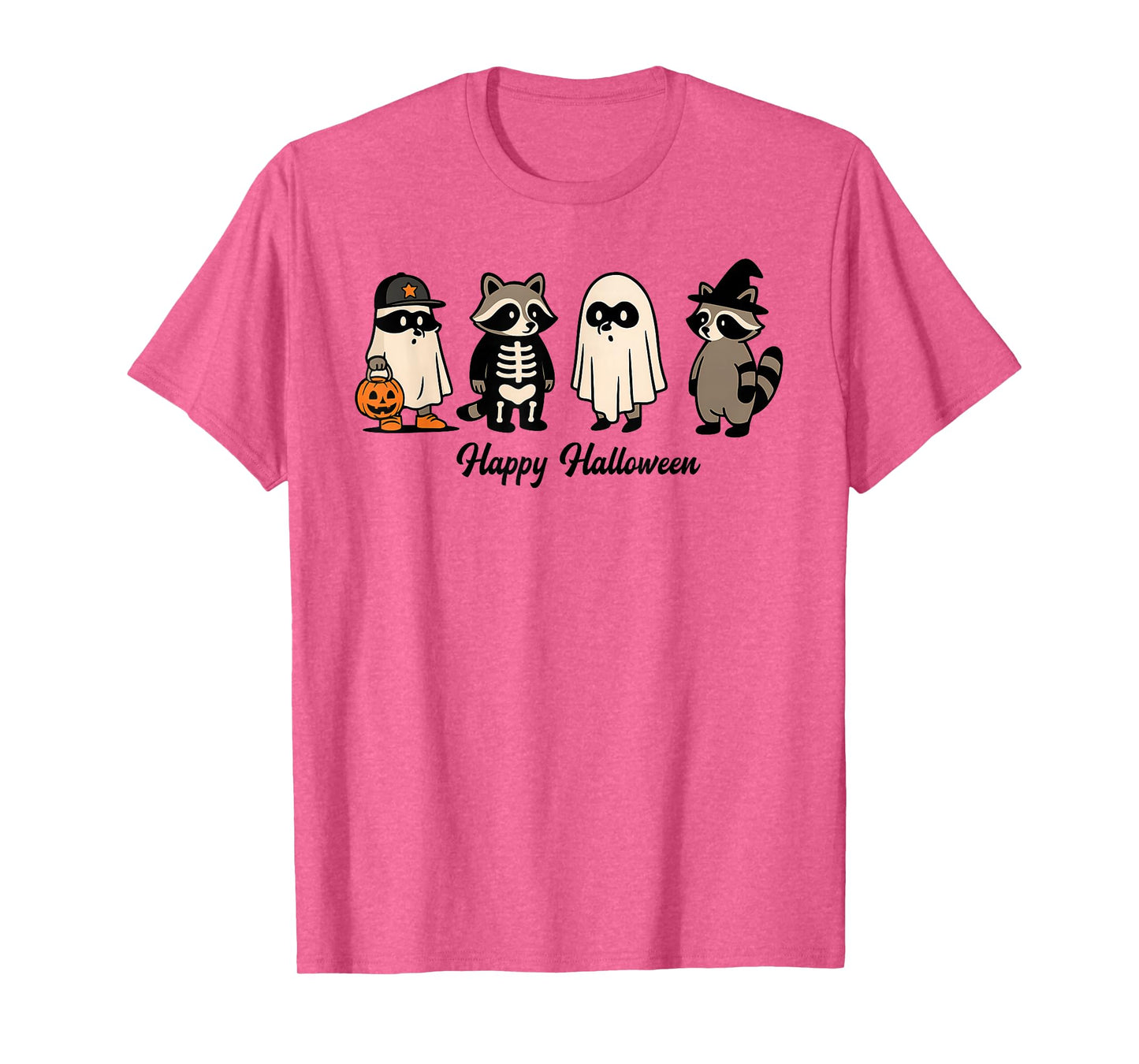 Cute Ghost Pumpkin Halloween, Funny Raccoon, Spooky Season T-Shirt