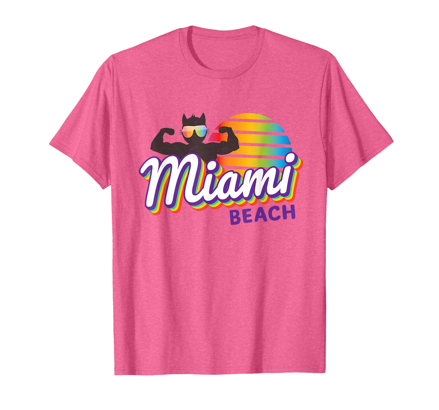 Miami Muscle Cool Retro Cat Weight Lifter MIA (Miami) Cat T-Shirt