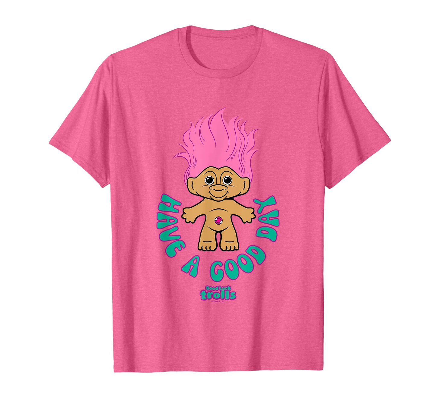 Good Luck Trolls Have A Good Day Cute Pink Troll Chest Logo T-Shirt