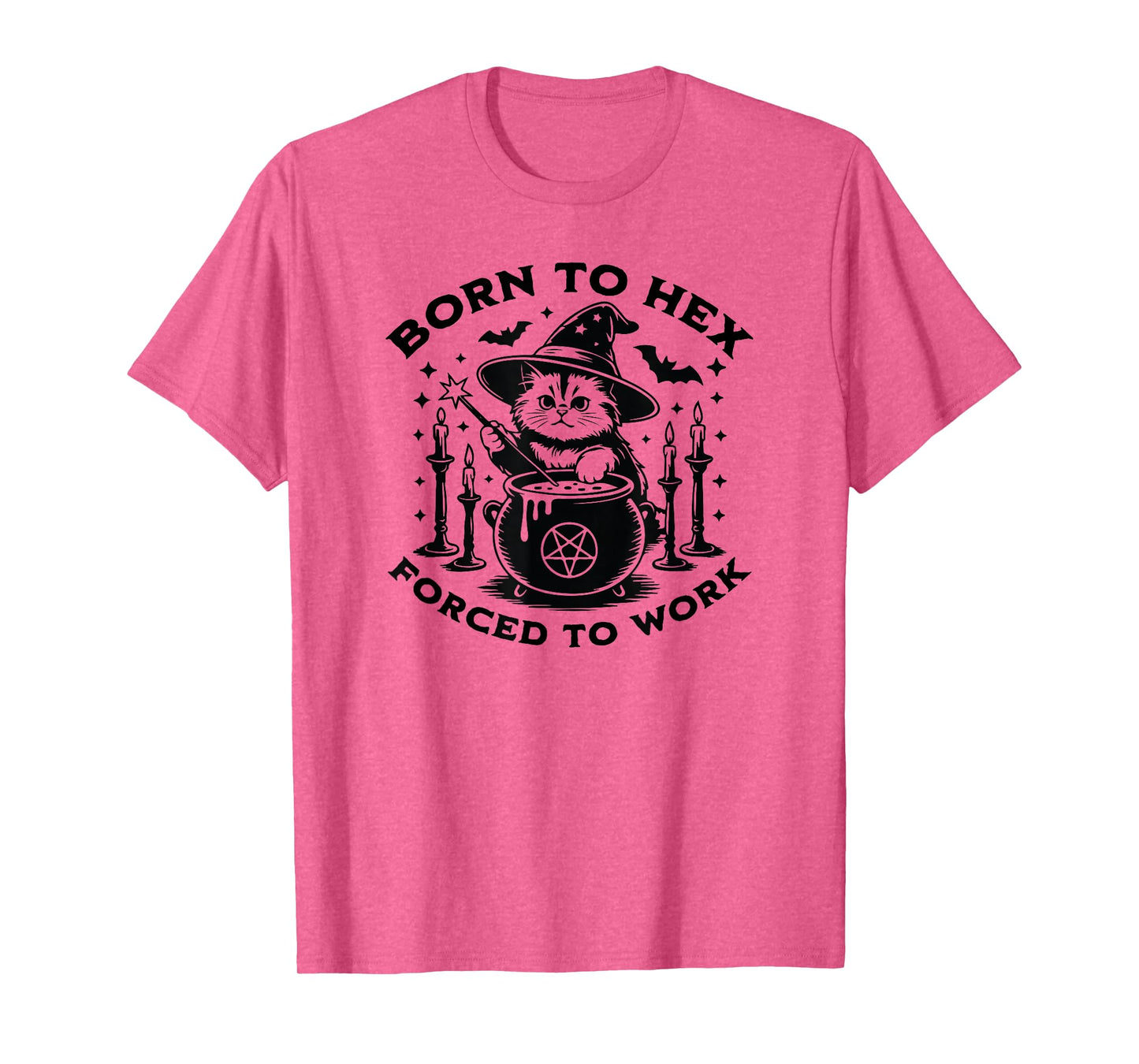 Born to Hex Design – Witch Cat Cauldron Artwork T-Shirt