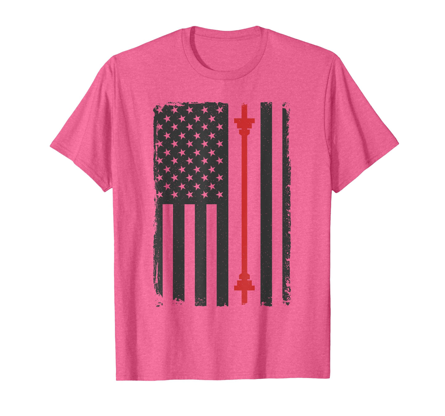 Barbell American Flag Gym Workout Tee USA Motivation Fitness T-Shirt