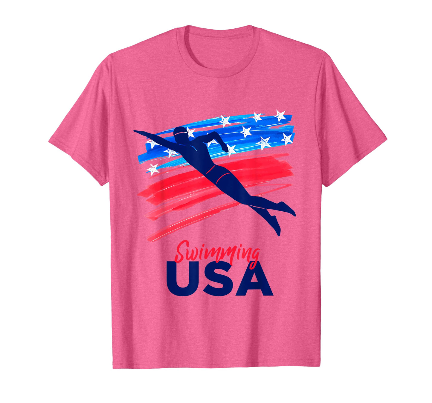 Mens Swimming Support Team Flag USA Pool Swimmer American T-Shirt