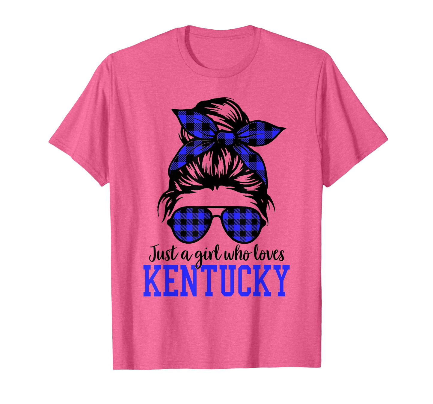 Kentucky Women Girls Messy Bun Hair, Kentucky State Pride T-Shirt
