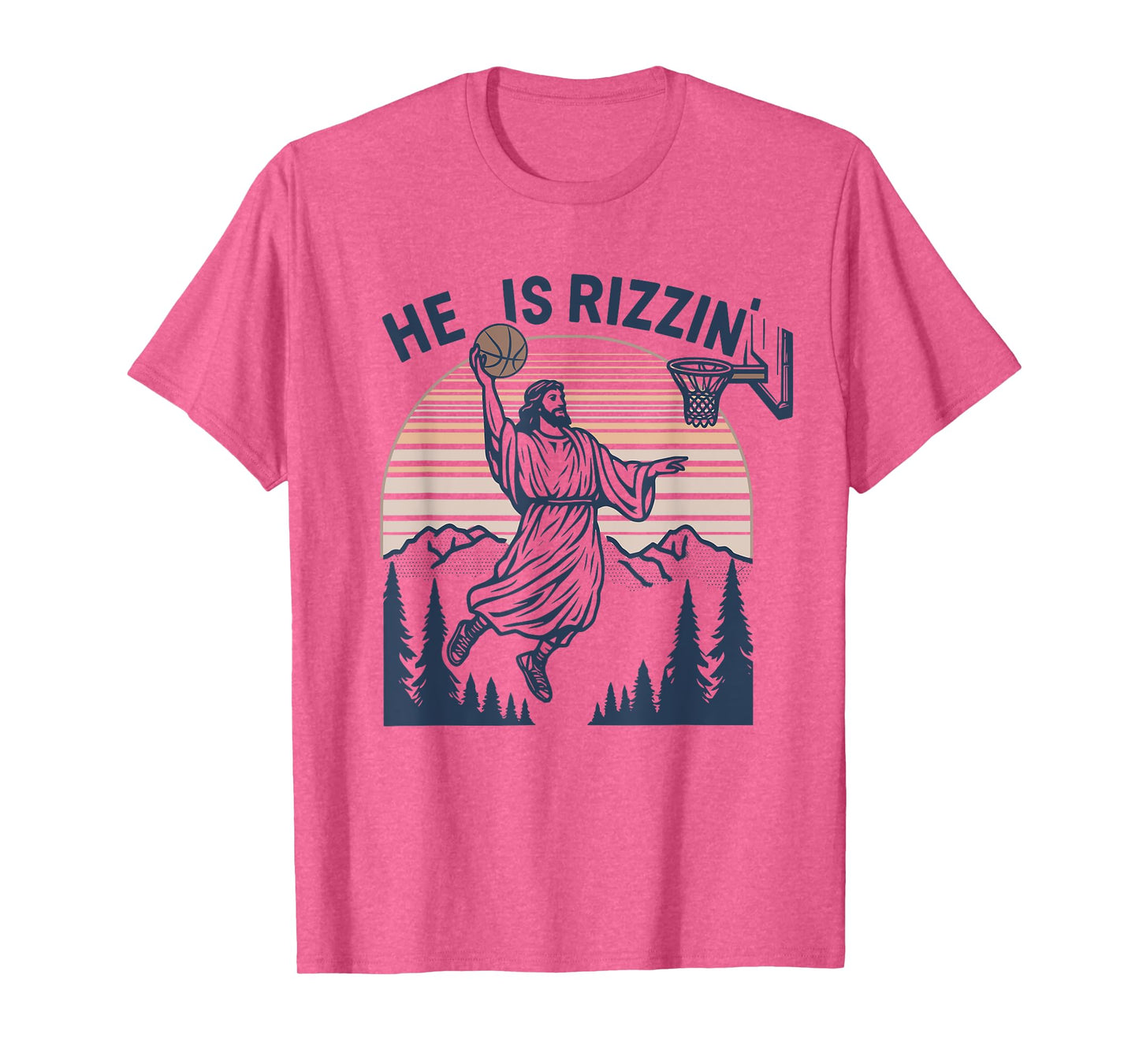 Vintage Christian Faith Jesus Basket Ball He Is Rizzin' T-Shirt